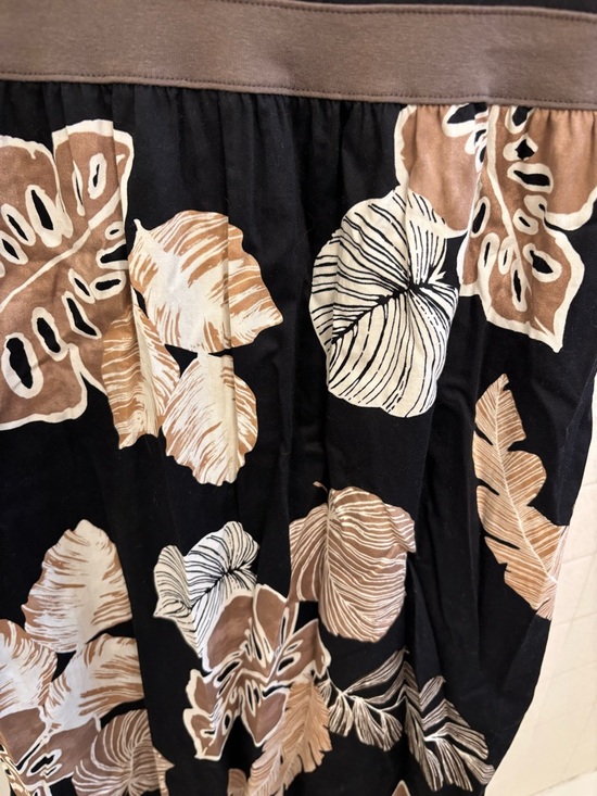 Sonoma Black Tank Midi Dress Size Large Brown Floral Skirt Cotton Travel Hawaii - Picture 6 of 8